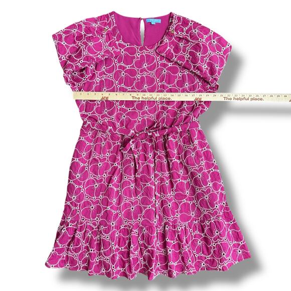 Draper James RSVP Pink Embroidered Floral Belted Dress Women’s XL Poplin Cotton - Picture 3 of 10